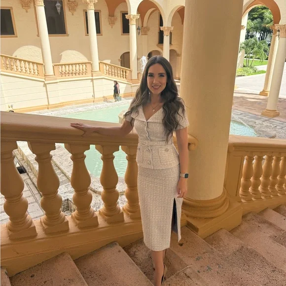 Self-Portrait Blue and White Midi Dress - Picture 9 of 9